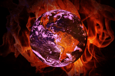 globe burning due to global warming